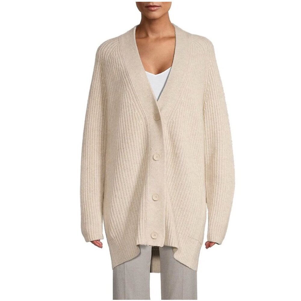 Brochu Walker the Jenny Cardigan Sweater Womens XS Oatmeal Beige Wool Cashmere